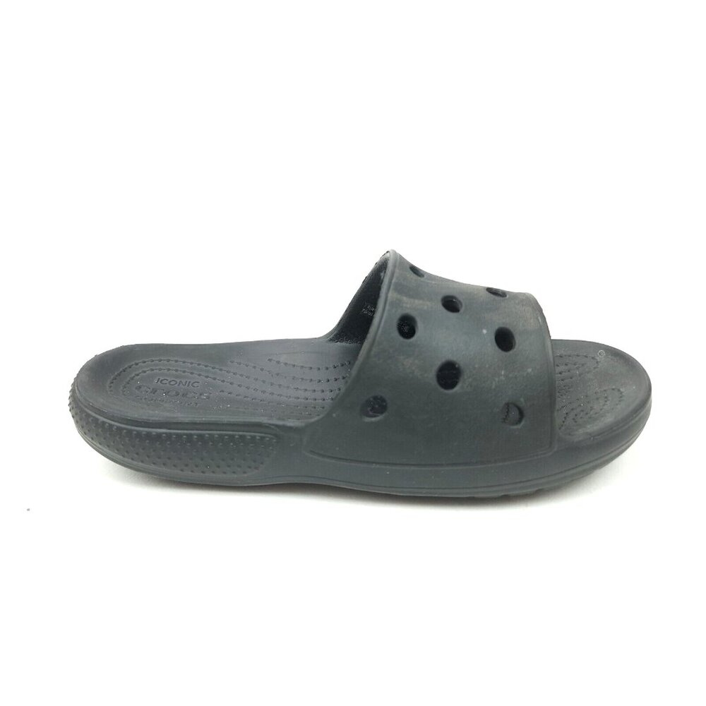 Crocs Classic Slides Size 7 W 5 M Iconic Comfort Sandals Black